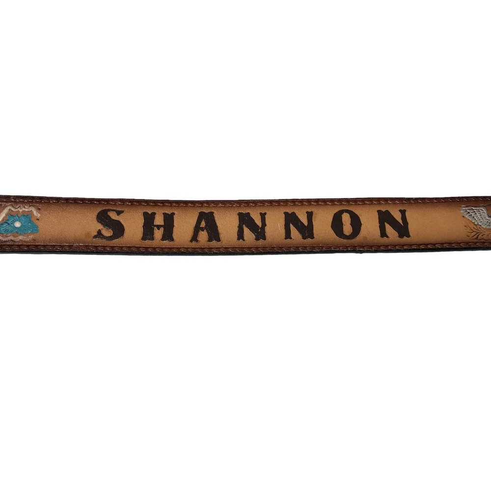 Shannon Name Engraved Girls Belt Size 22 Mallory Western Cowgirl Farm Aztec